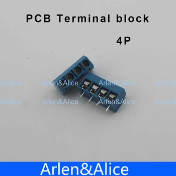 

100 pcs 4 Pin Screw blue PCB Terminal Block Connector 5mm Pitch