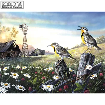 

Full Square drill 5D DIY Diamond painting Bird in the sunset Embroidery Mosaic Cross Stitch Rhinestone decor HYY