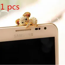 Коала наушники пыли разъем для сотового телефона модные аксессуары кристалл Стразы штекер