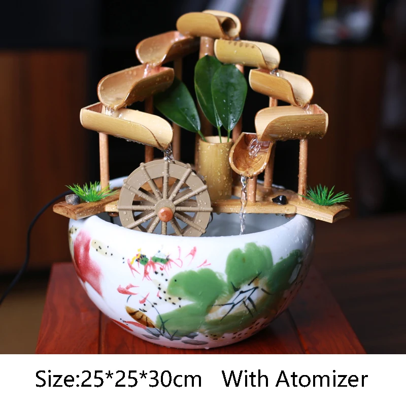 110/220 V скульптура ручной работы из бамбука Керамика воды фонтан-испаритель сад Feng(Лея фенг) колесо шуй декоративные украшения для подарка на день рождения