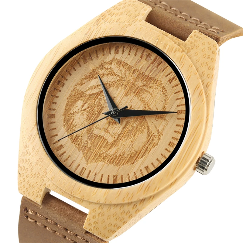 Fashion Natural Wooden Wristwatch for Men Women Lion Tattoo Pattern Stylish Hand-made Bamboo Watch Genuine Leather Quartz Watchs цена Fashion Natural Wooden Wristwatch for Men Women Lion Tattoo Pattern Stylish Hand-made Bamboo Watch Genuine Leather Quartz Watchs цены онлайн