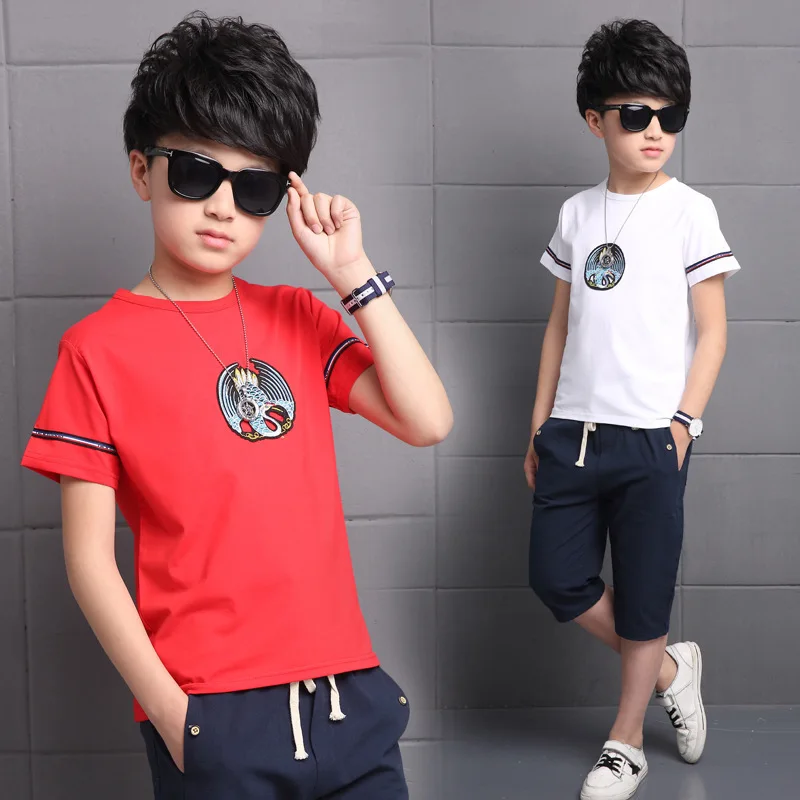 2017 New Big Boys Clothing Set Short Sleeve Shirt And Shorts 2 Pieces