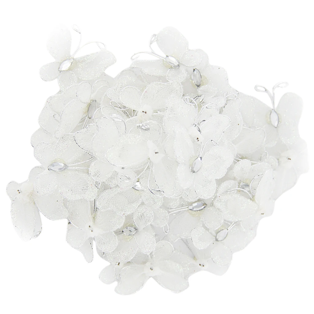  50 PCS Wired Mesh Stocking Butterfly With Glitter & Wedding Craft Decor for wedding Decoration Invi - 33002833294