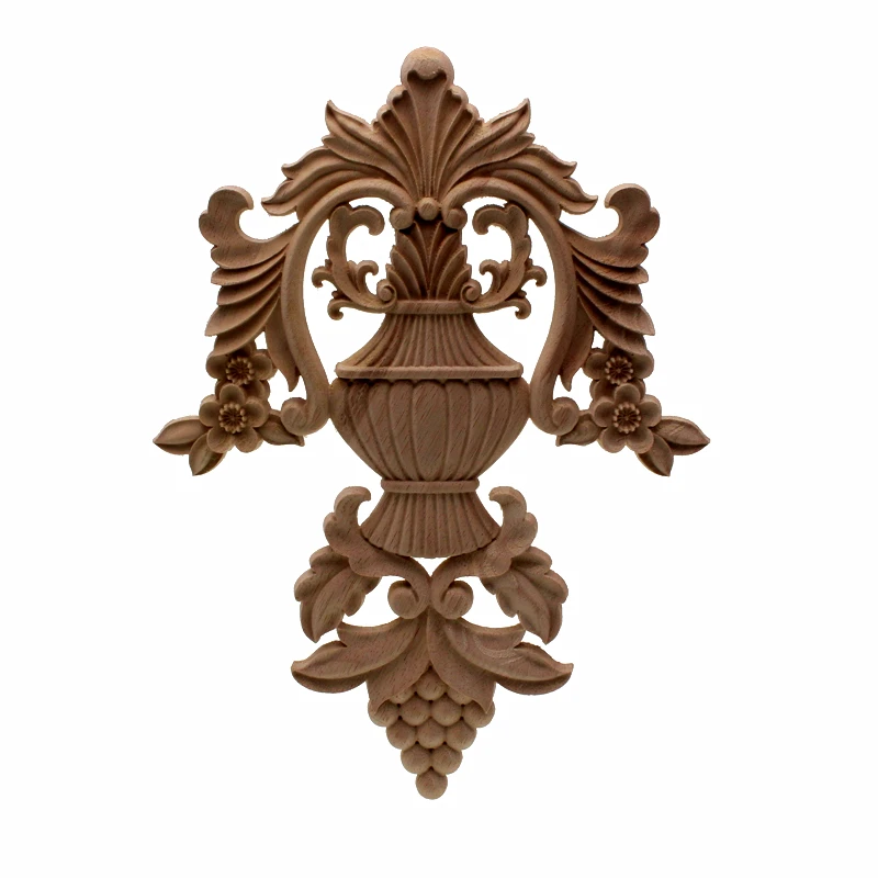 New arrival   VZLX Vintage Unpainted Wood Carved Decal Corner Applique Home Furniture Wall Cabinet Door Decorativ 