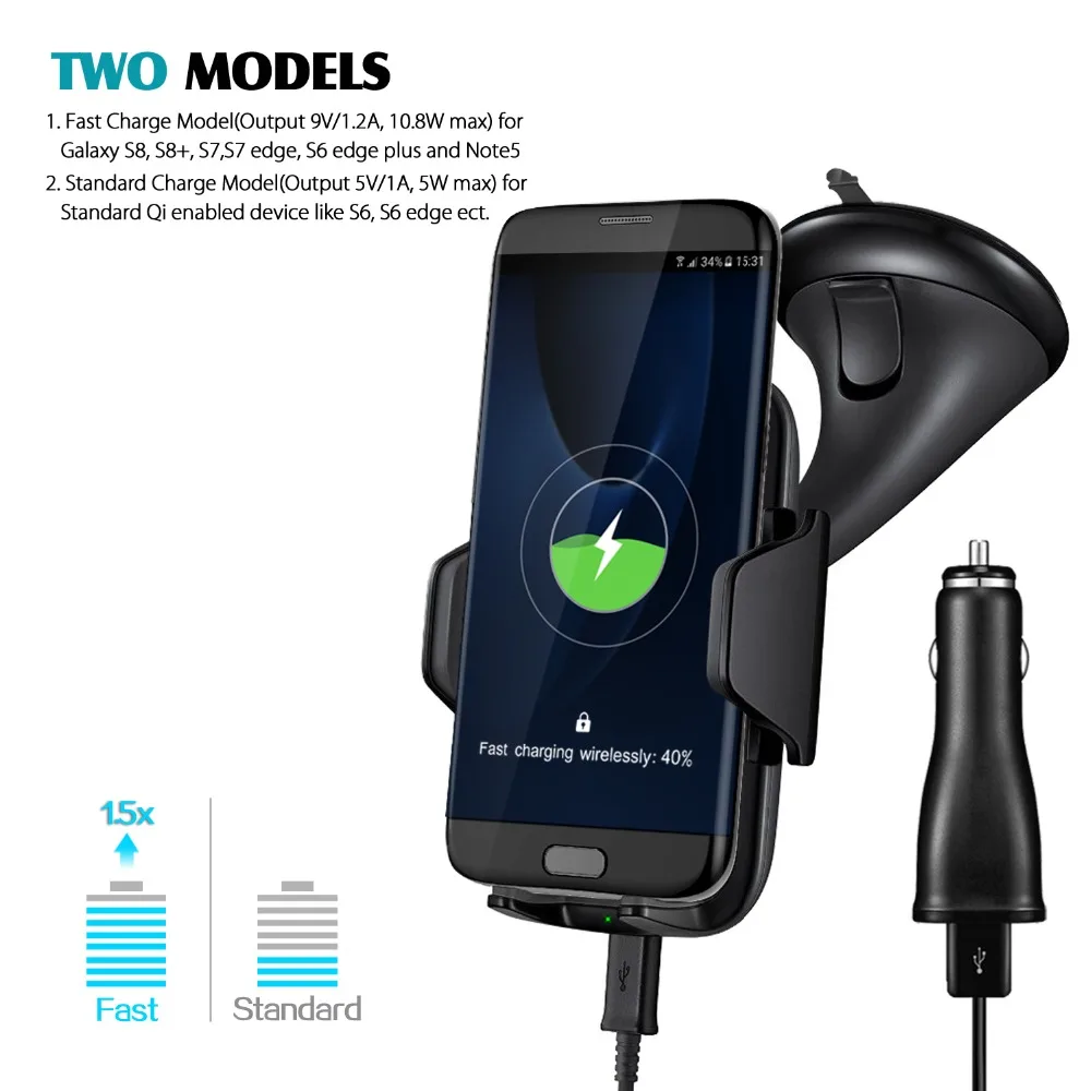 Автомобильный держатель для телефона iPhone X 8 samsung Qi автомобильное беспроводное зарядное устройство Вентиляционное Крепление Держатель для мобильного телефона Подставка с быстрым автомобильным зарядным устройством