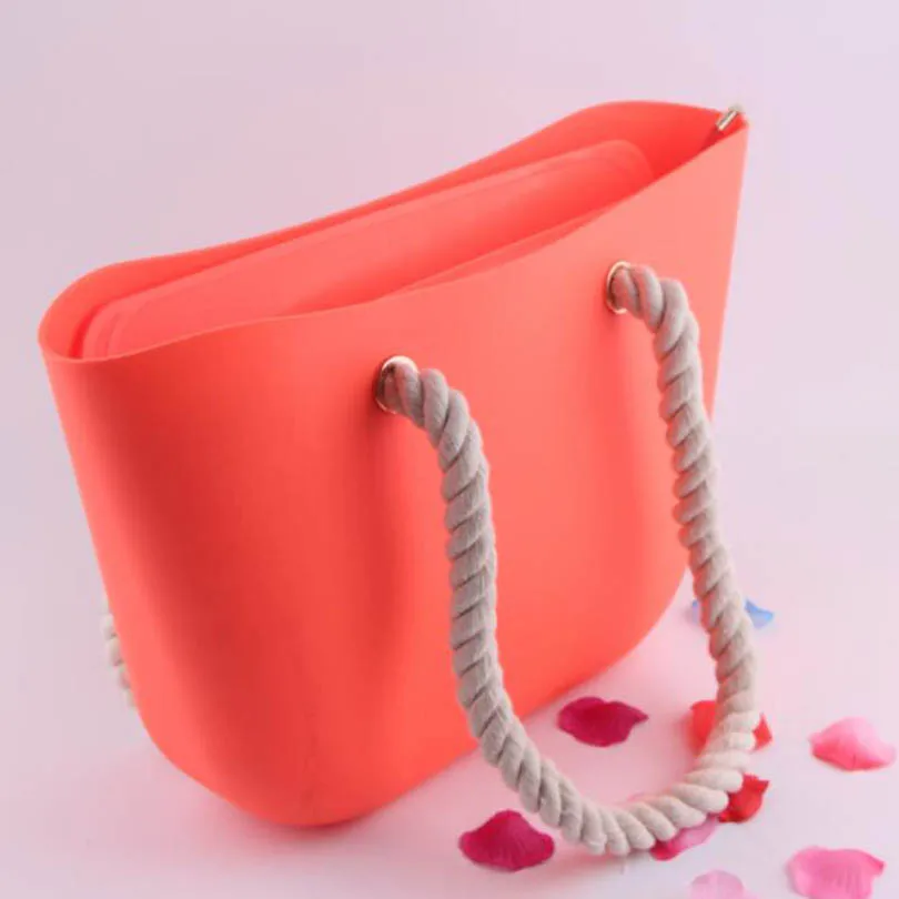 Женская летняя силиконовая сумка-шоппер, пляжная сумка, женские сумки, дизайнерские милые яркие цвета, сумки через плечо с верхней ручкой, Bolsa Feminina - Цвет: Orange