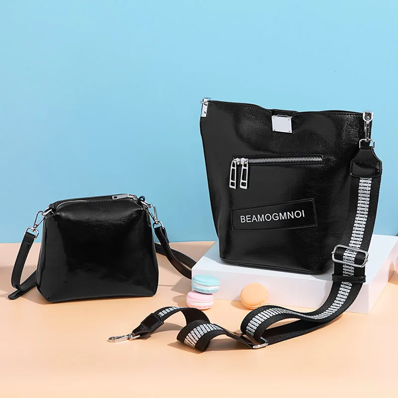 2 шт./компл. корейский Стиль искусственная кожа Chic Crossbody ведро сумки для Для женщин