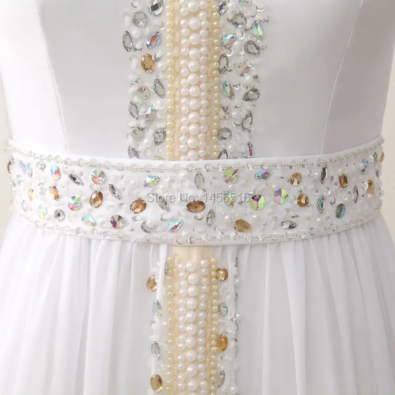 Настоящая модель vestido de festa Longo с длинным рукавом белый шифон бисером Арабский мусульманский вечернее платье Дубай Кафтан Robe De Soiree