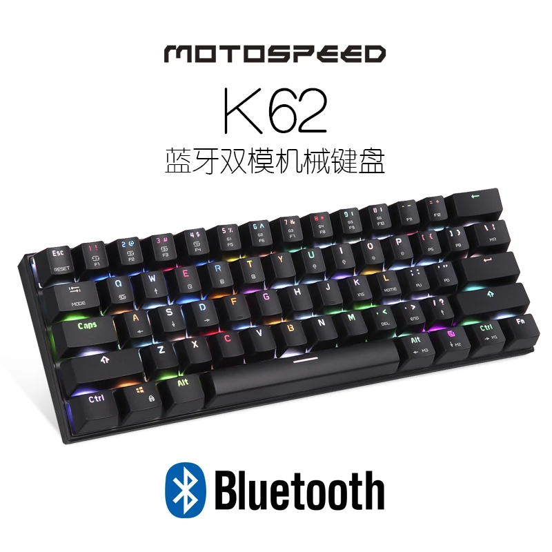 Motospeed CK62 Bluetooth Беспроводная Проводная игровая механическая клавиатура 61 клавиша RGB со светодиодной подсветкой для Android IOS Mac OS Windows