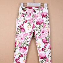 Весенне-осенние штаны для девочек, модные леггинсы с цветочным узором для девочек, брендовые Детские узкие брюки, длинные штаны для девочек, детская одежда