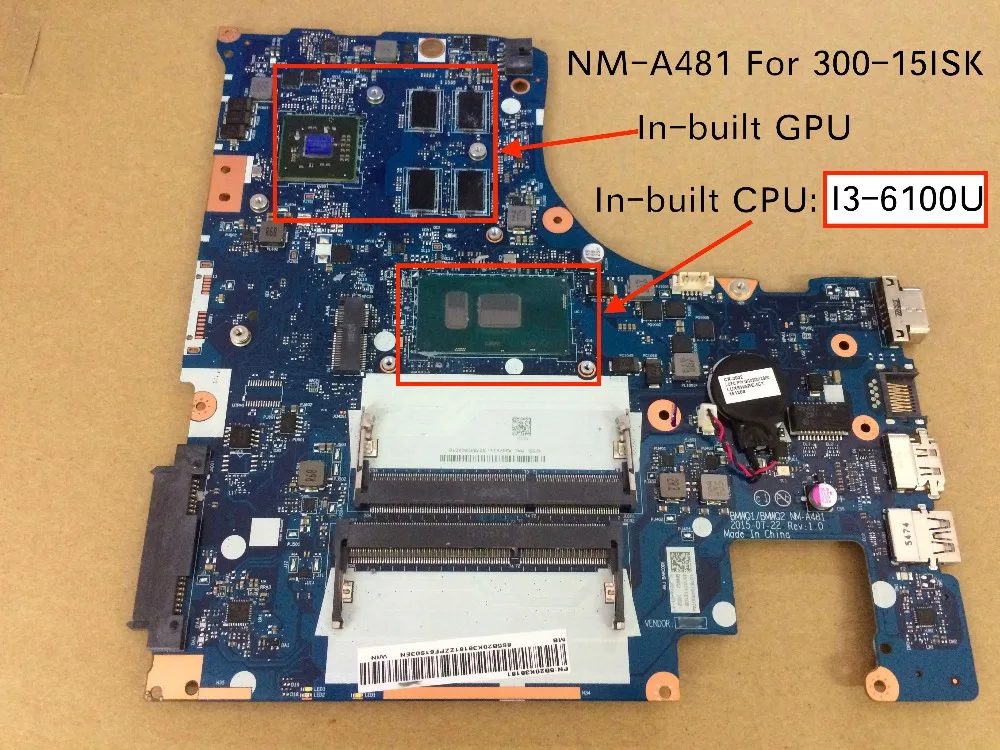 

Free Shipping New 100% tested For Lenovo 300-15ISK notebook motherboard BMW01/BMW02 NM-A481 with I3-6100U Cpu ON board