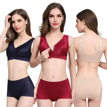 

100% Silk Quality Womens Front Zipper Bras Massage Cup Cover Underwear Online Sale