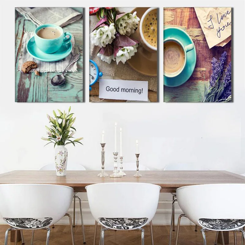 3 Pieces/set Printed Coffee Canvas Painting Picture Home Decoration