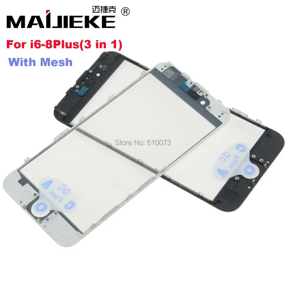 

MAIJIEKE Front Glass with Frame Bezel OCA For iphone 5 5s 6 6s plus 7 7 8 plus Outer Glass+frame+OCA lcd repair part+Ear mesh