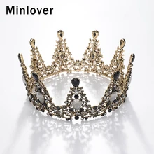 Minlover Ретро Кристалл Круглый барокко свадебные диадемы и короны для женщин невесты аксессуары для волос ювелирные изделия королева диадема головные уборы HG187
