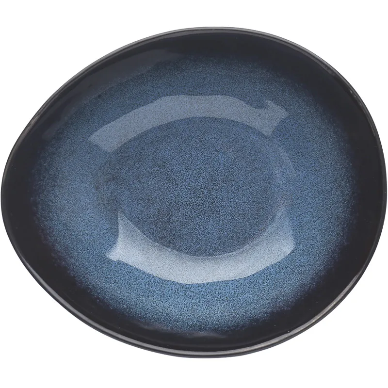 KINGLANG Европейский керамический синий цвет неправильной формы большой фруктовый салат лапша миска