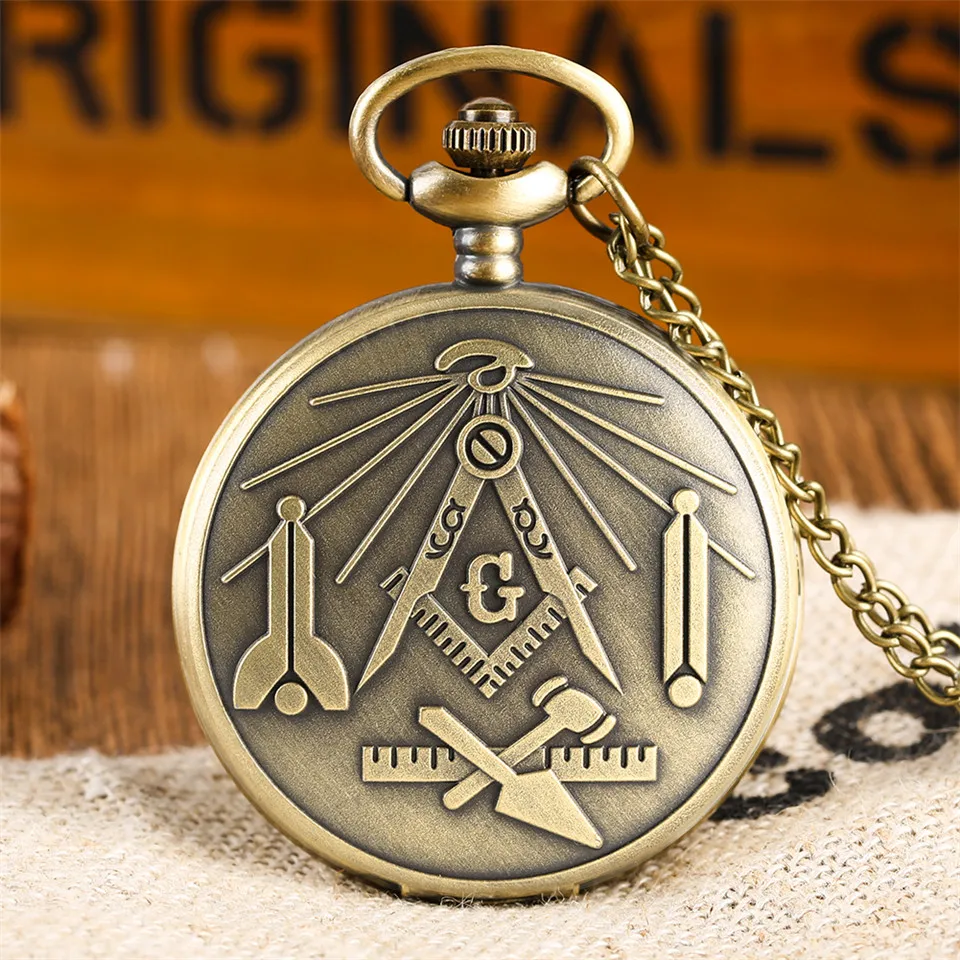 Бронзовые кварцевые карманные часы 'G' Freemasonry символ масонов мужские ожерелья Fob женские часы в ретро стиле стильные мужские часы подарки Новинка