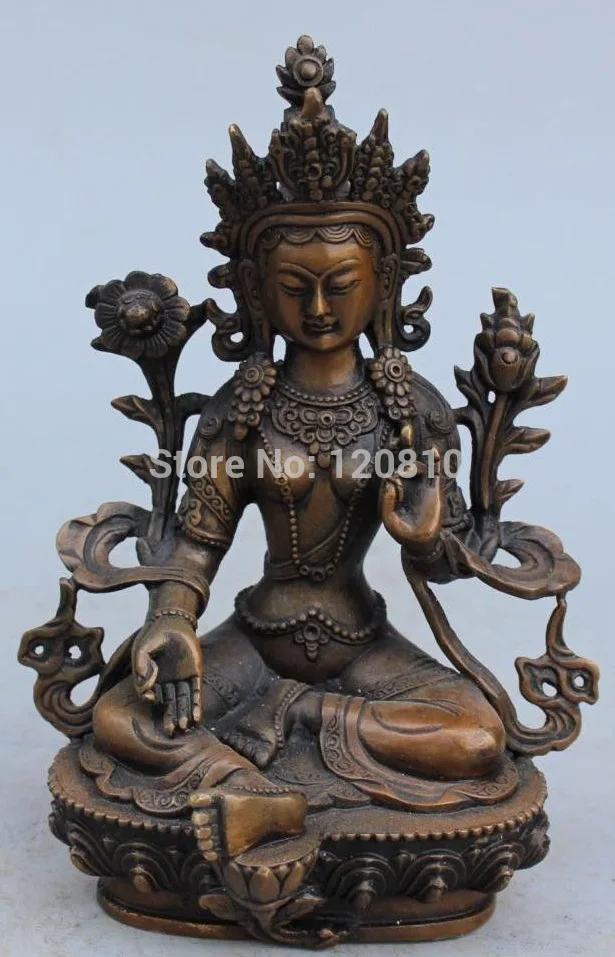 

Tibetan Buddhism Bronze Green Tara God Godness Kwan-yin Buddha Statue