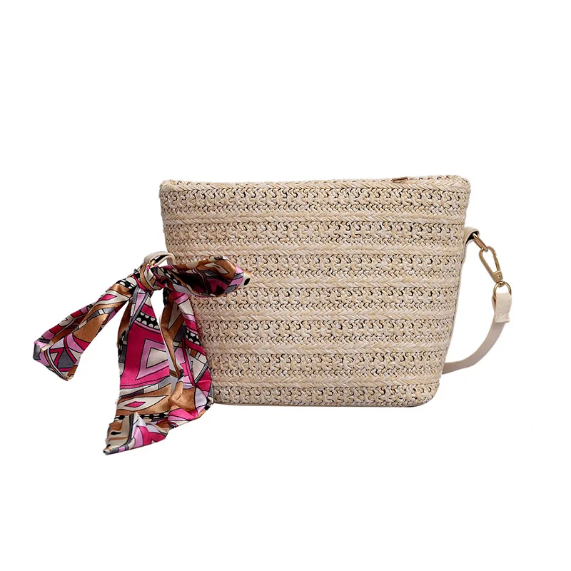 

Women Woven Bucket Summer Rattan Bag Circle Bohemia Shoulder Bag Holiday style Messenger bags Handbag Women Handmade Woven Beach