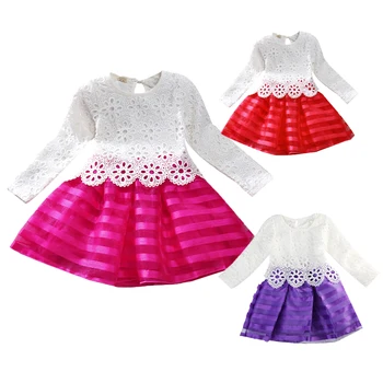 

Kids Baby Girls Dress Long Sleeve Lace Crochet Princess Party Tulle Tutu Dresses