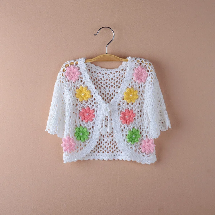 

2018 White Hollow Girls Cardigan Beach Outerwear Summer Belt Sweater Jacket Girls Coat 1 2 3 4 6 8 9 Year Old Kid Clothes 185066