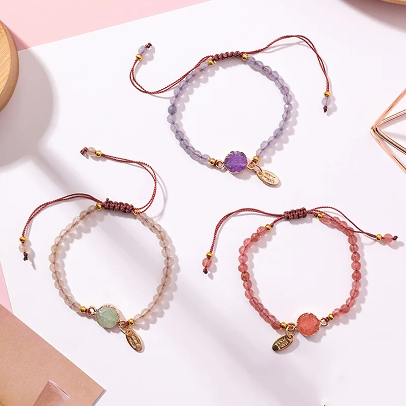 

Korean Fashion adjustable handmade Natural stone Beaded Bracelet for Women Girls Ladies Charm Party Jewelry