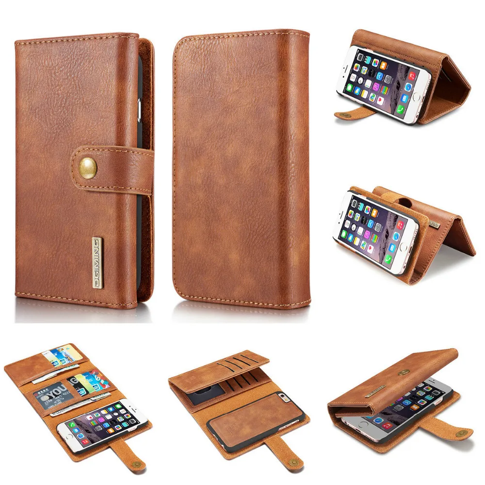 Luxury Retro Flip Wallet Detachable Case for iphone 6 6splus 7