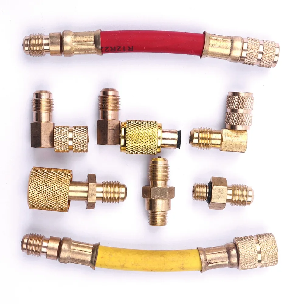 

Hot Sale 8 piece Suit Adapters for Car A/C Air Conditioning Refrigeration R134A R12 Connector Adapter Hoses Set Kit Accessories