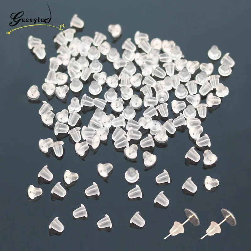 

100pcs/lot 4MM Bullet Shape Transparent Plastic Ear Plugging/Blocked Earrings Back Jewelry Accessories Free Shipping