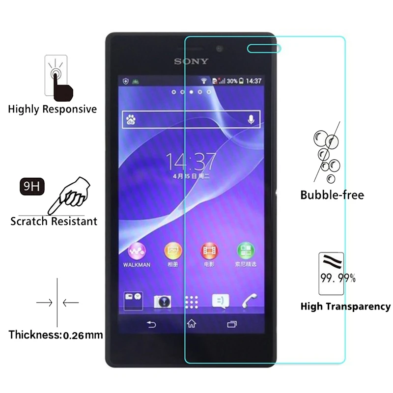 2.5D Закаленное стекло для Sony Xperia M2 9H Высококачественная Взрывозащищенная