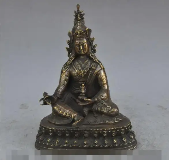 

S3567 9" chinese tibet buddhism bronze Padmasambhava Guru Rinpoche buddha god statue
