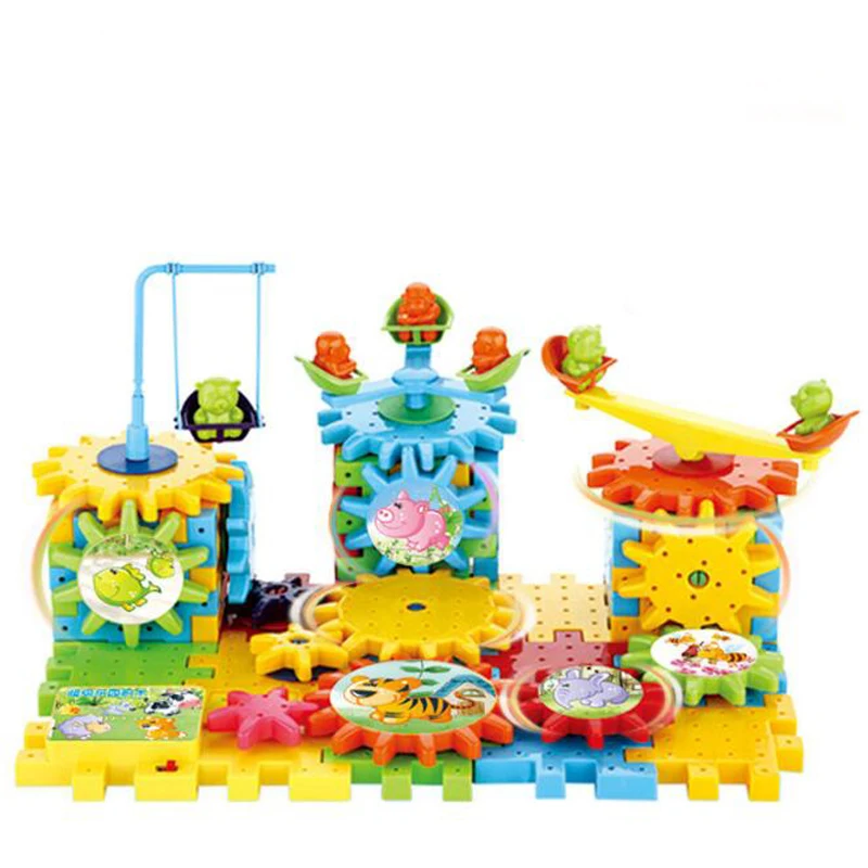 

82 Pcs/set Electric Building Blocks Educational Kids Toys for Children Plastic DIY Multi-shape 3D Magic Gears Funny Games Gifts