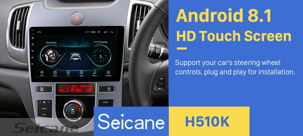 Perfect Seicane Android 8.1 9 Inch 2Din Car Radio Tochscreen GPS Multimedia Player Head Unit For KIA Forte(AT) 2008 2009 2010 2011 2012 0