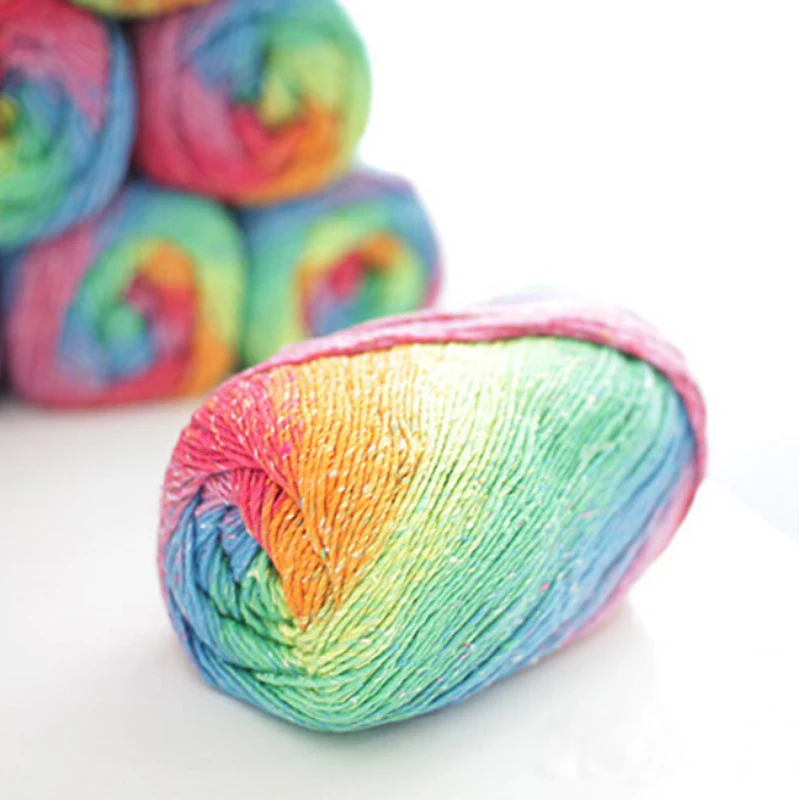 Buy 2pcs Gradient color yarn for knitting Rainbow