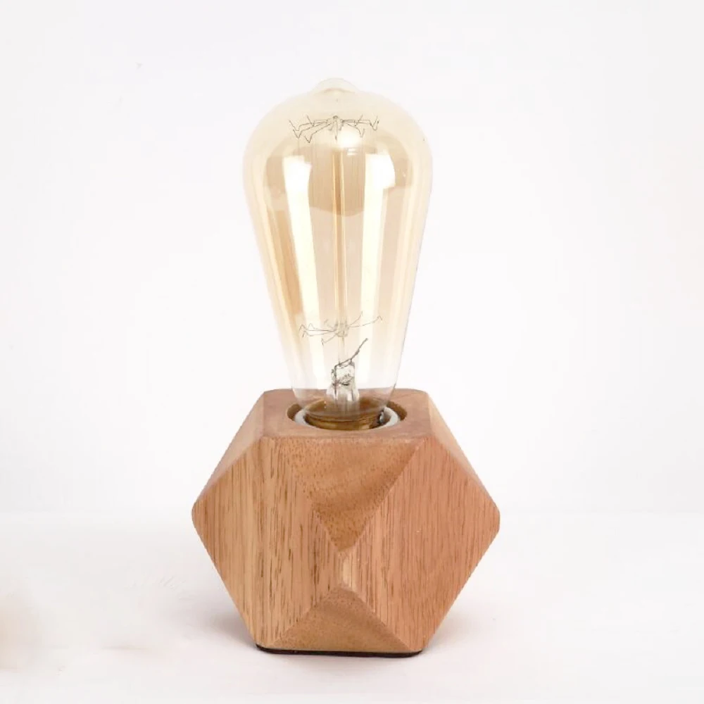

E27 Table Lamp Nordic Style Bedside Lamp Wood Art Deco Desk Lamp for Bedroom Living Dining Room Cafe Bar with Button Switch