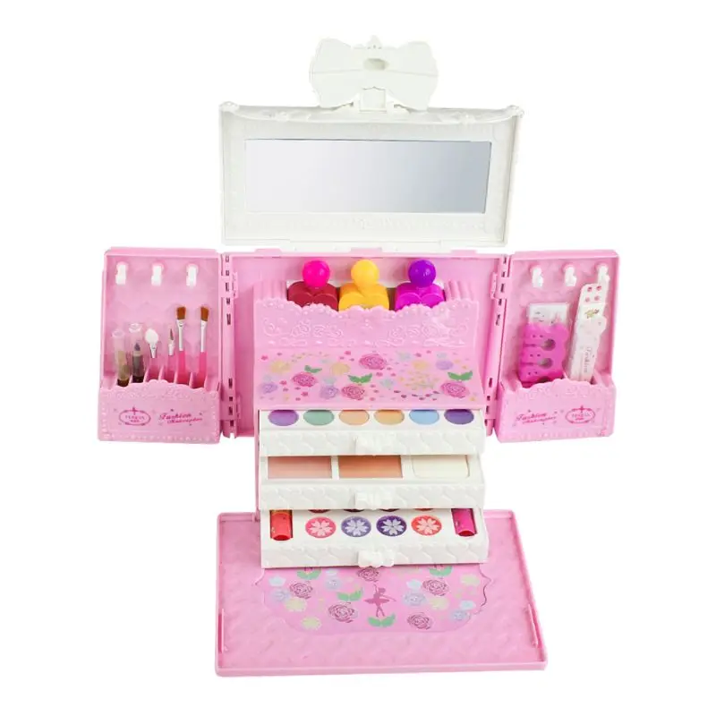 

Children Makeup Toys Nail Polish Eyeshadow Lipsticks Kits Simulation Princess Cosplay Tool Girls Safe Water Soluble Cosmetics