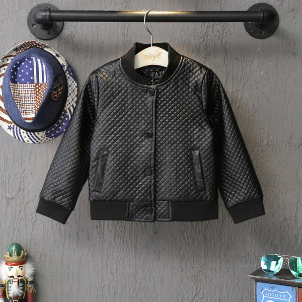 Модная осенняя кожаная куртка для малышей однотонная черная в корейском стиле мотоциклетная кожаная куртка для мальчиков и девочек детская верхняя одежда для детей 2–7 лет - Цвет: Black