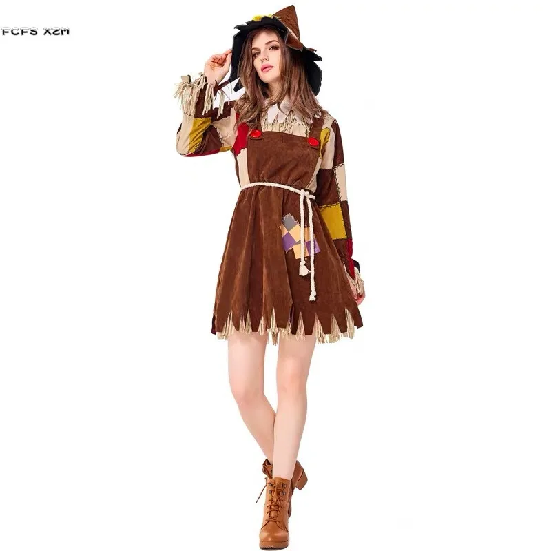 

S-XL Women Halloween The Scarecrow Hunk costumes Female The Wizard of Oz Cosplay Carnival Purim Stage Show Role play party dress