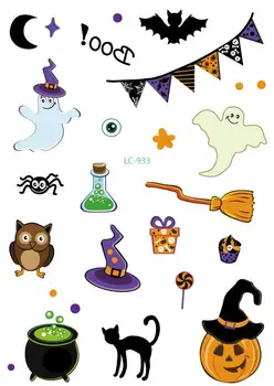 

Temporary Tatoo Fake Tattoo Sticker Halloween Tattoos Pumpkin Lantern Bat Spider Tatouage Waterproof Tatto For Men Women Girl