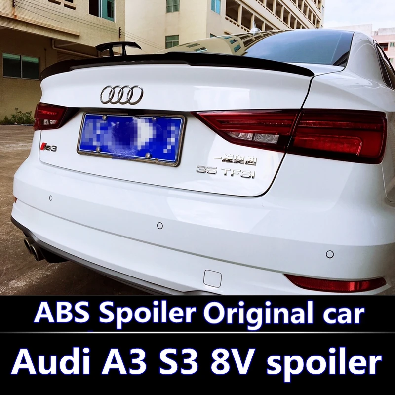 

For Audi A3 S3 8V spoiler 2014 2015 2016 2017 2018 New design rear trunk roof spoiler by black white or DIY primer color paint