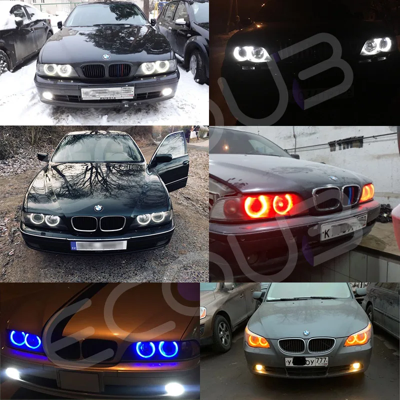 Светодиодный Ангельские глазки для BMW E39 E60 E53 X5 E83 X3 E61 E63 E64 E65 E66 E87 BMW светодиодный, боковой, габаритный фонарь лампы Canbus белого и синего цвета красного и желтого цветов