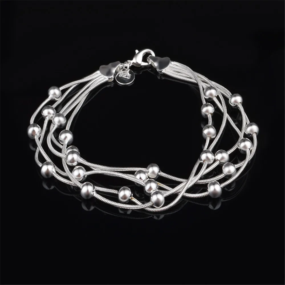

ECODAY Snake Chains Beads Bracelet Femme Pulsera Mujer Silver Plated Bracelets & Bangles Armband