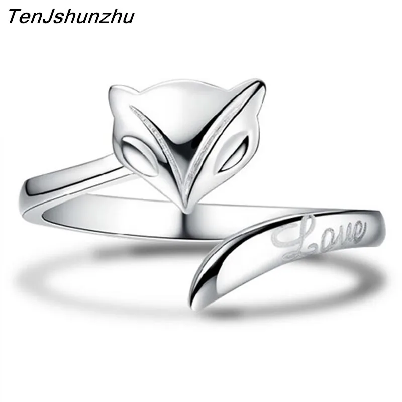 

Free Shipping Silver Fox Rings For Women Jewelry Beautiful Finger Open Rings For Party Birthday Gift JZ006