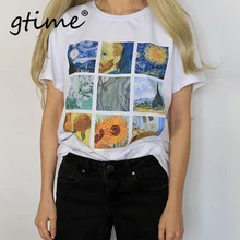 Gtime забавная футболка модные летние топы Женская одежда Ван Гог