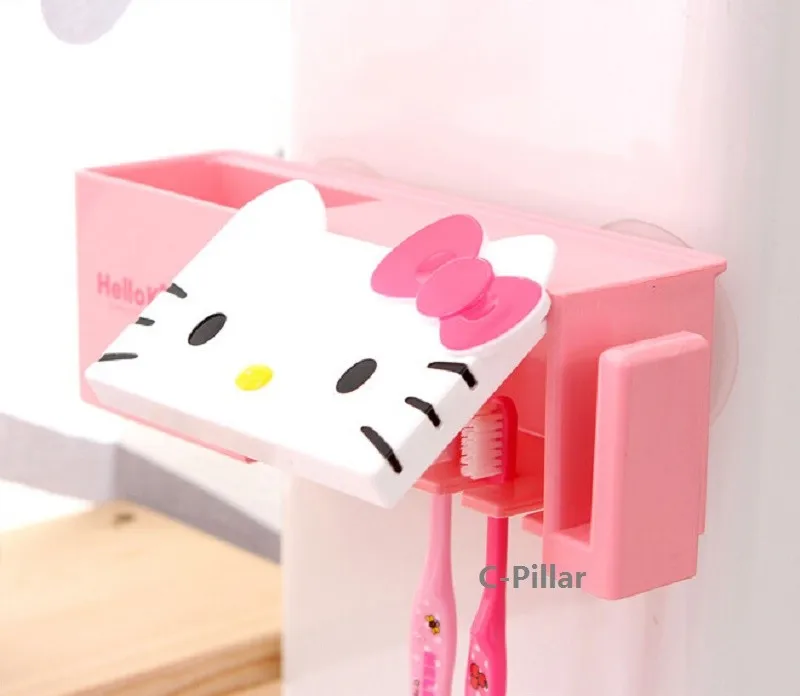 Мультфильм Зубная щётка держатель, рисунок «Hello Kitty» Стенд Зубная щетка полка Sucker Многофункциональный Аксессуары для ванной комнаты комплекты