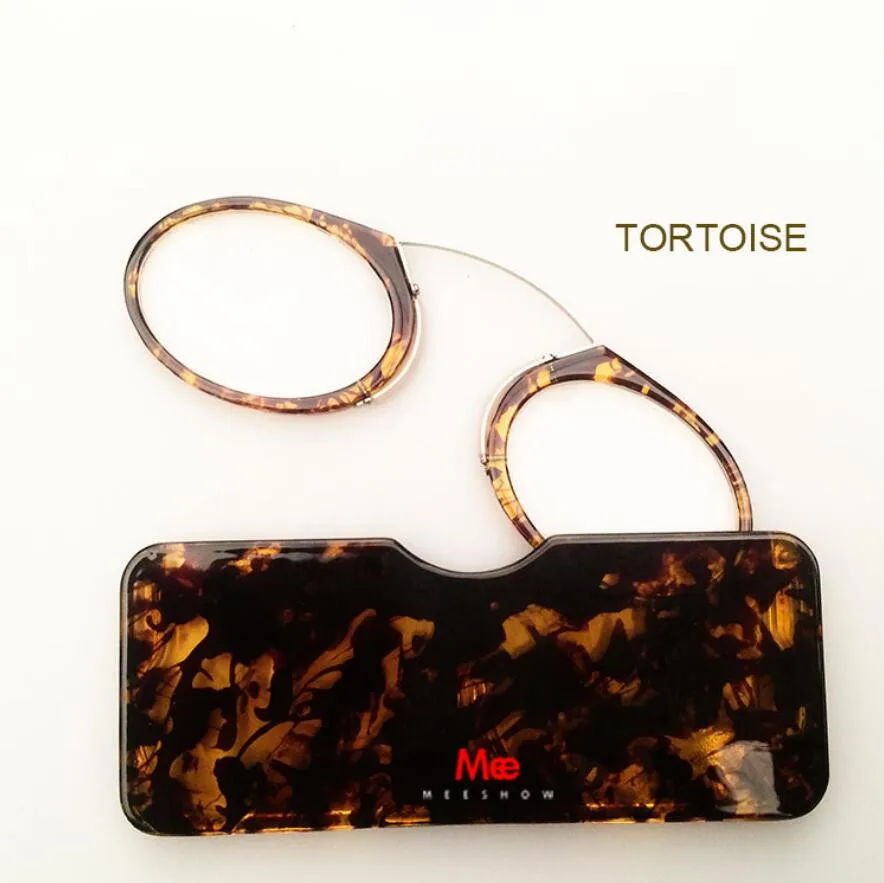 Brýle na čtení TORTOISE +1,0 až +3,5, přenosná čtečka peněženek SOS s pouzdrem, spona na nosu na brýle na čtení Mini s pouzdrem