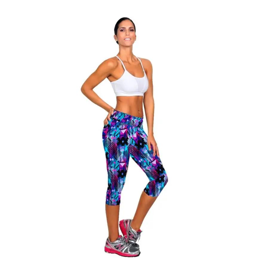 

Women Tight Long Yoga Pants Sports Trousers Jogging Trousers Printed Stretch Cropped Slim Fit RunningW21