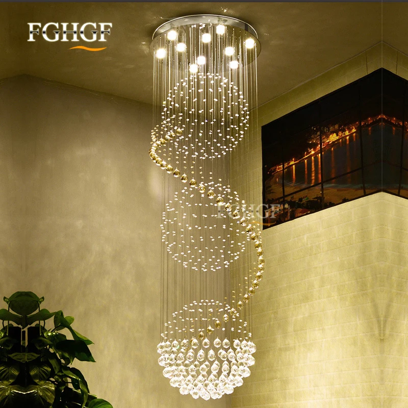 Modern Long Spiral Living Crystal Chandeliers Lighting Lustres Fixture for Staircase Stair Lamp Showcase Bedroom Hotel Hall (6)