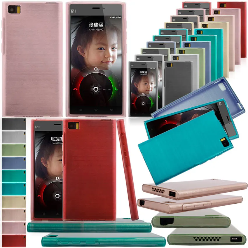 10pcs/Lot Case for xiaomi MIUI Mi3 M3 Luxury Brushed TPU Gel Soft Skin Cover Flexible mobile phone cases Free Shipping |