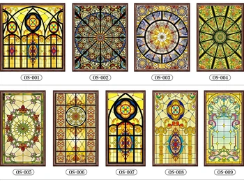 

Custom size static cling frosted stained glass window film church foil door stickers PVC self-adhesive window stickers 60x100cm